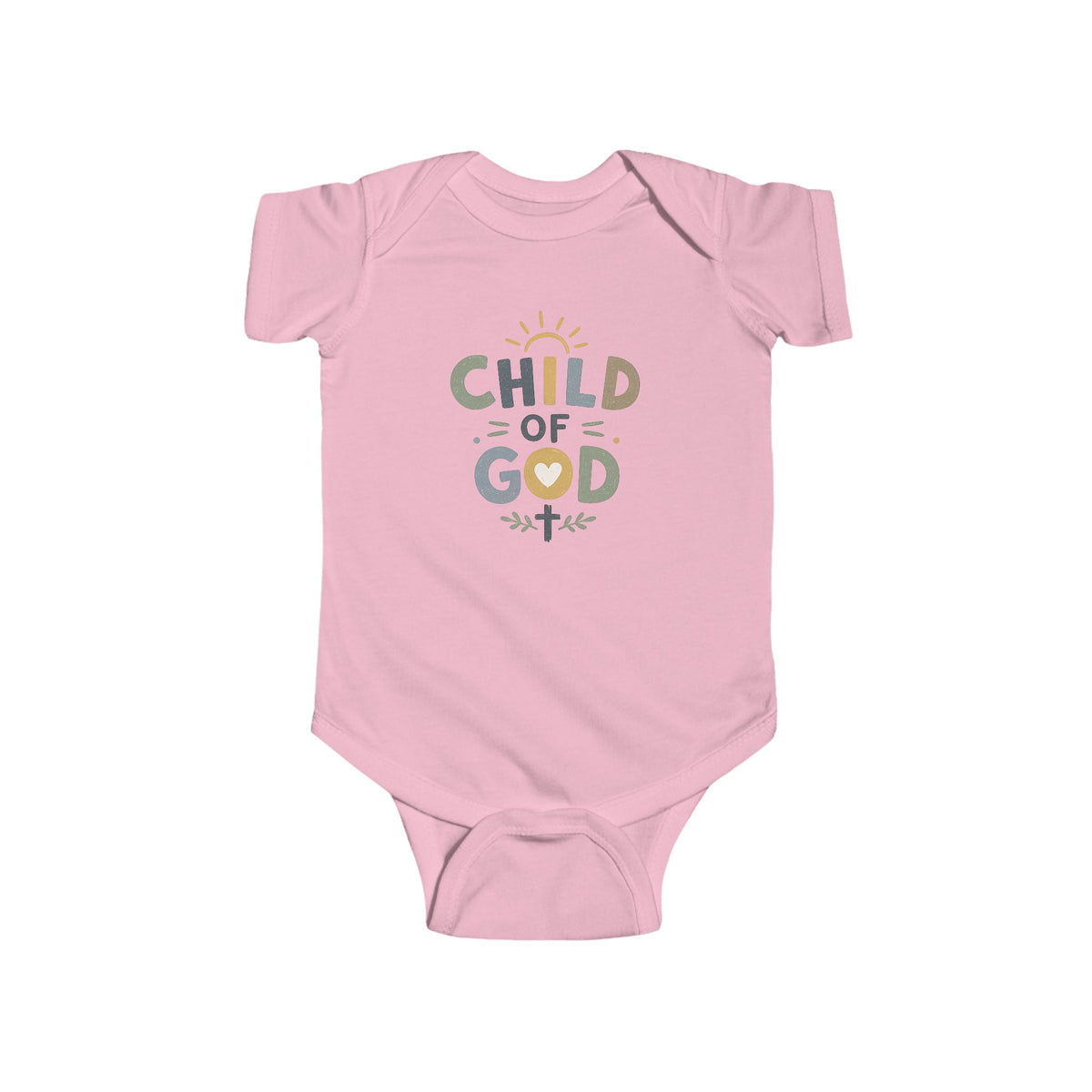 Infant Bodysuit - "Child of God" Pastel Cross & Sun Christian Baby Onesie