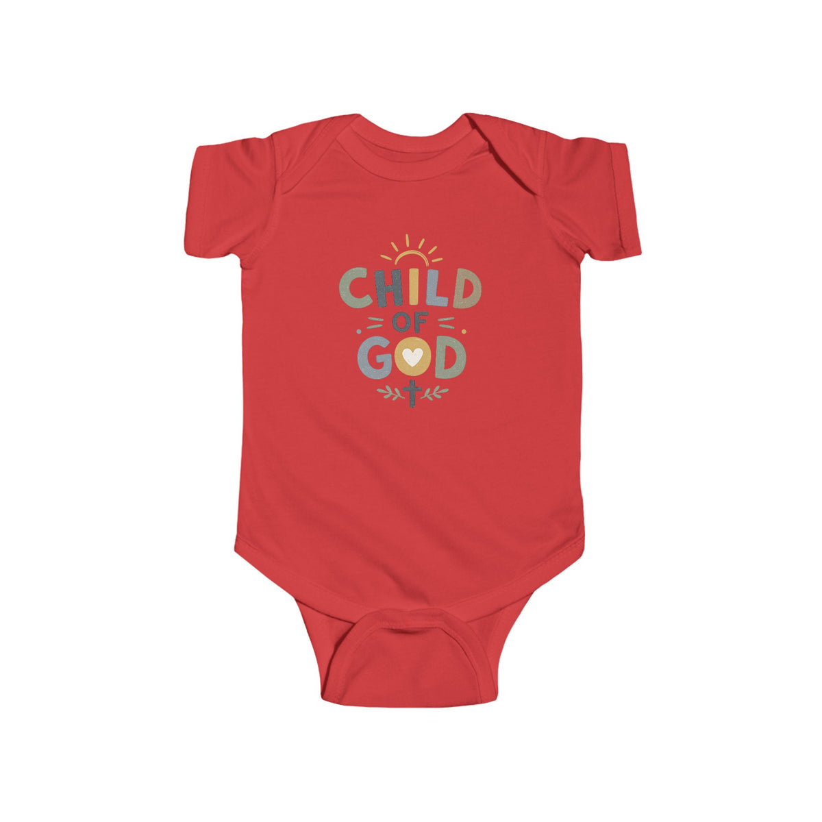 Infant Bodysuit - "Child of God" Pastel Cross & Sun Christian Baby Onesie