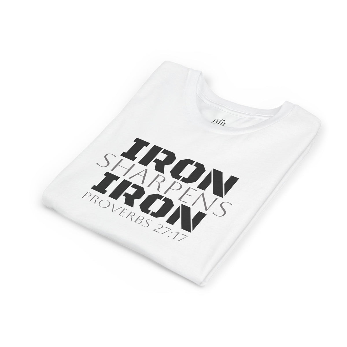 Youth Tee — "Iron Sharpens Iron" Proverbs 27:17 Christian Shirt