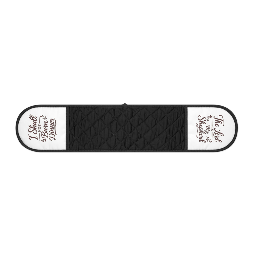 Oven Mitts - 'The Lord is My Shephard, I Shall Not Burn Dinner" Double Oven Mitt (Black Quilted Pot Holder)