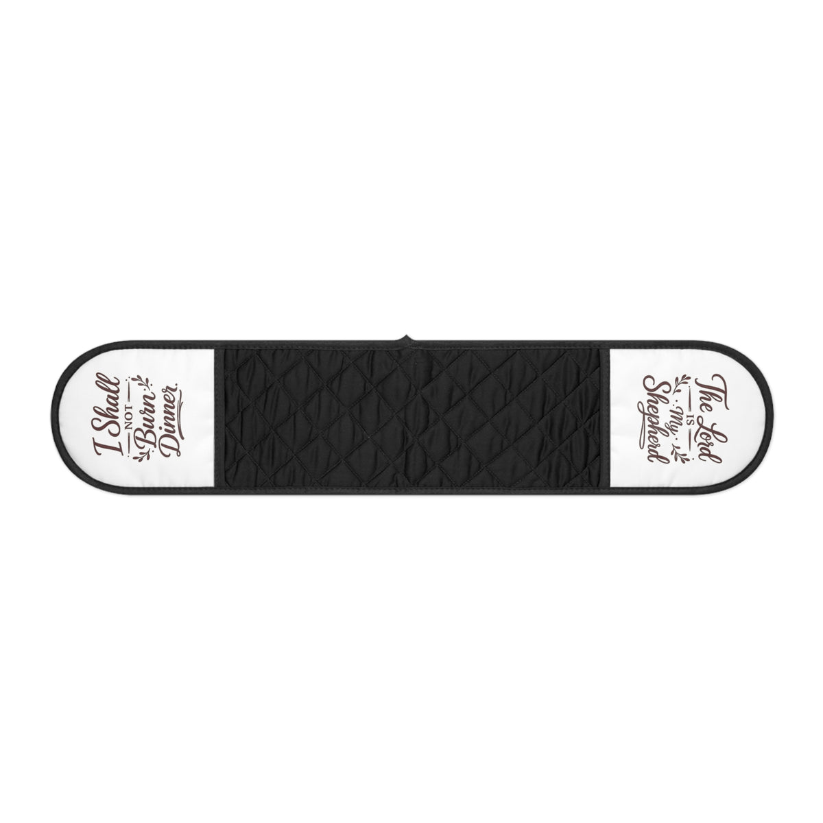 Oven Mitts - 'The Lord is My Shephard, I Shall Not Burn Dinner" Double Oven Mitt (Black Quilted Pot Holder)