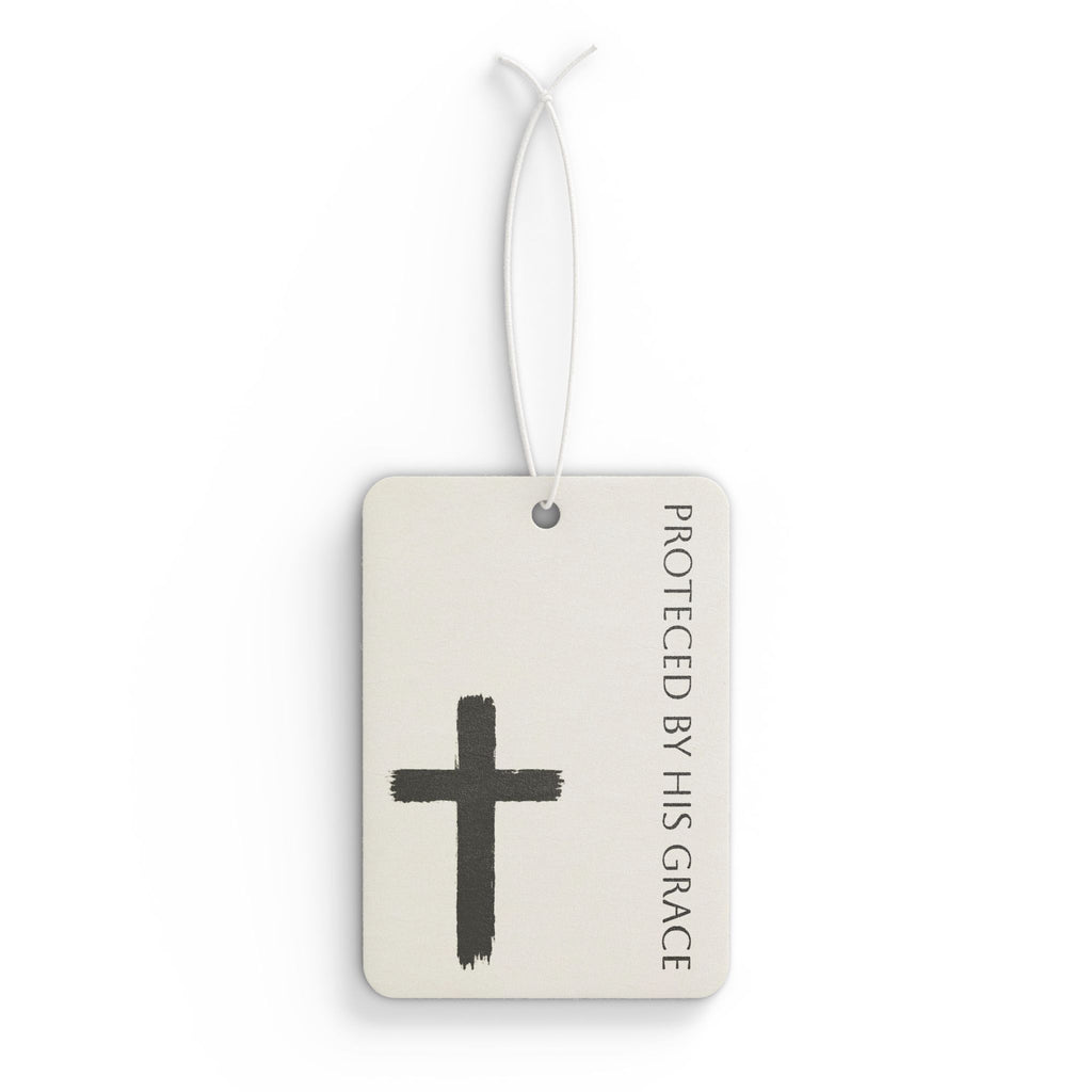 Car Air Freshener — "Protected by His Grace" Cross Scented Tag