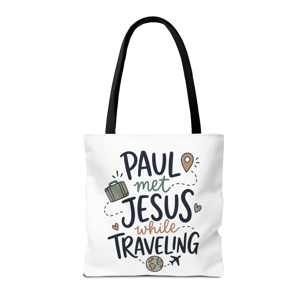 Tote Bag — "Paul Met Jesus While Traveling" Christian Travel Tote