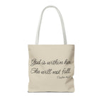 Mama Tote Bag — "God is within her; She will not fall" Script Canvas Tote