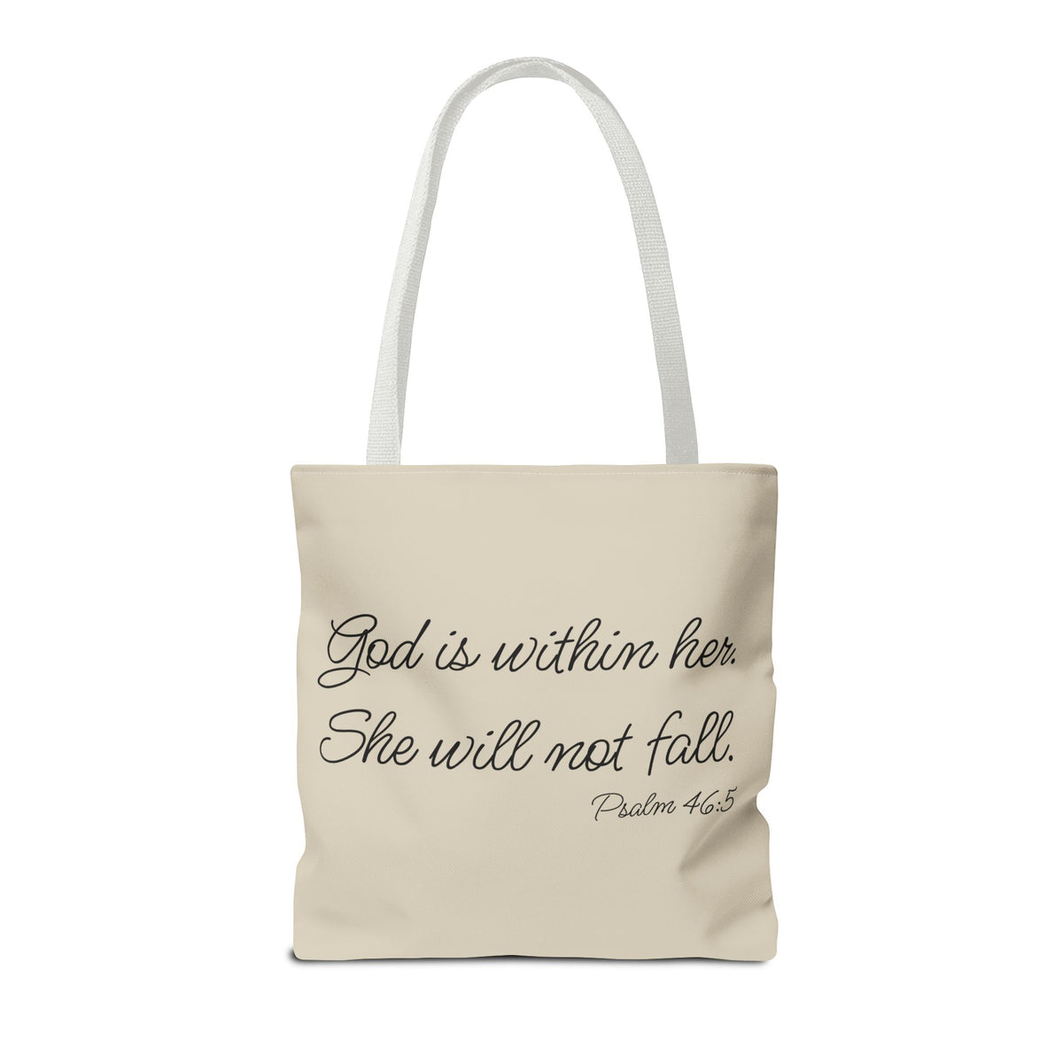 Mama Tote Bag — "God is within her; She will not fall" Script Canvas Tote