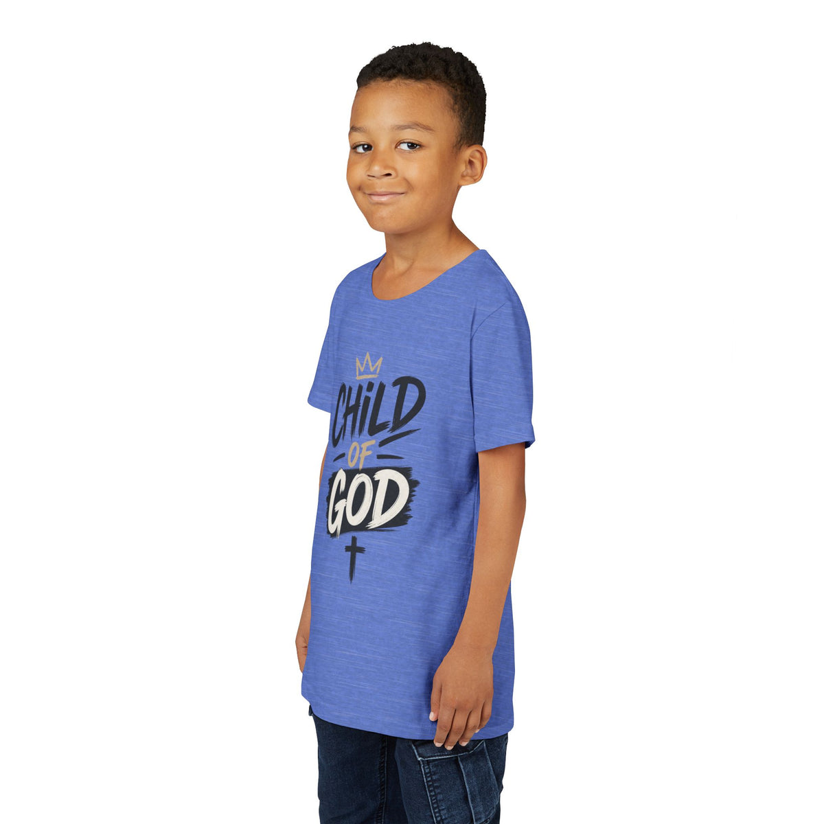 Child of God Youth Tee — Christian Kids Short Sleeve Shirt (faith, baptism, Sunday School)