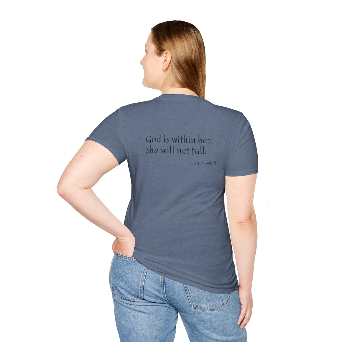 Personalized Mama T-Shirt — 'God is within her, she will not fall' Psalm 46:5 Christian Mom Tee
