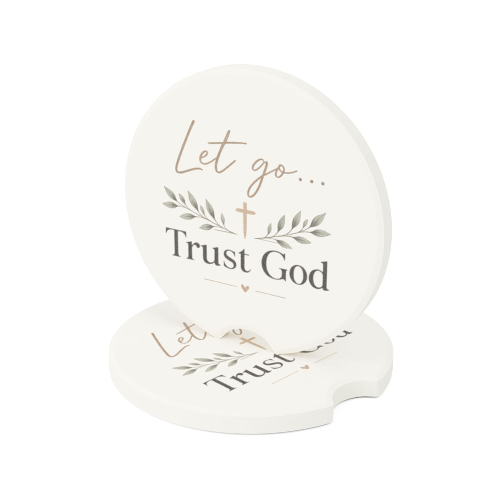 Let Go Trust God Soapstone Car Coaster
