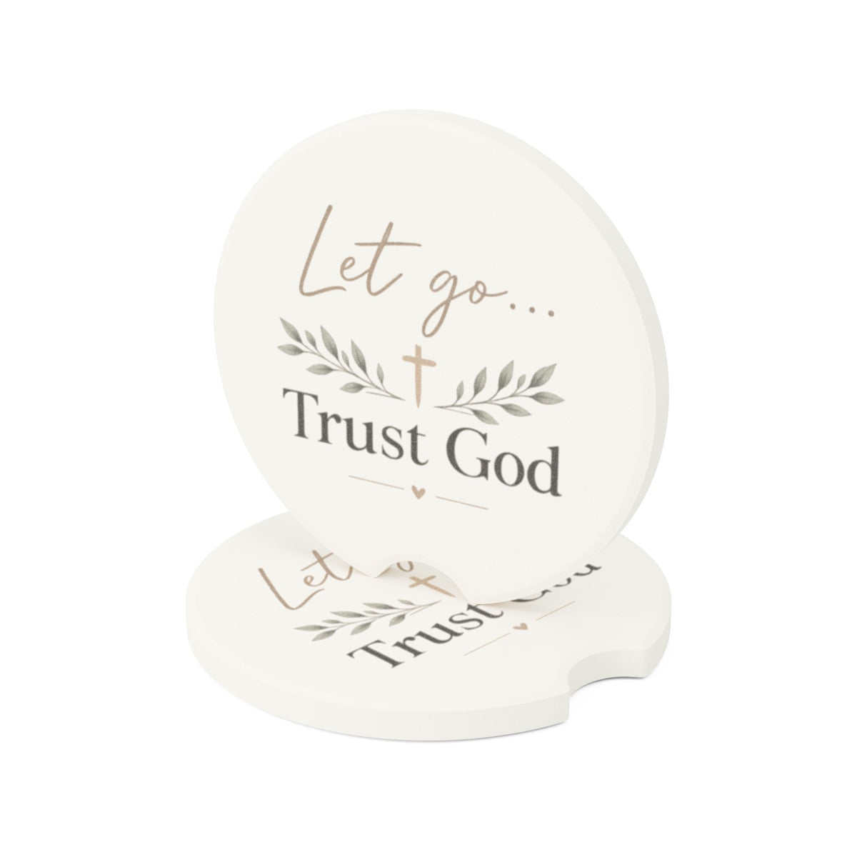 Let Go Trust God Soapstone Car Coaster