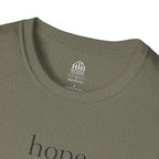 T-Shirt — 'hope' Script Tee with Cross Minimalist Christian Faith Design