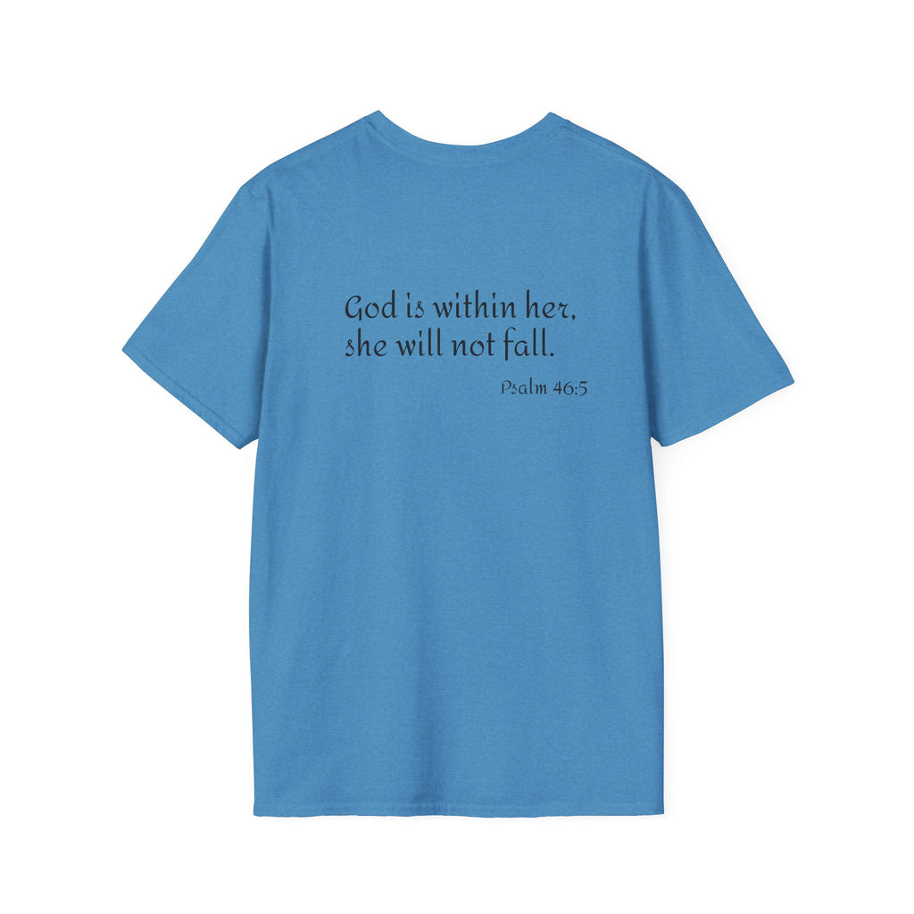 Personalized Mama T-Shirt — 'God is within her, she will not fall' Psalm 46:5 Christian Mom Tee