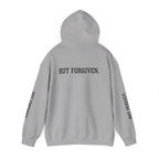 Christian Hoodie — "Ephesians 1:7" Cross Front, "But Forgiven." Back, "Not Finished / Not Perfect" Sleeve