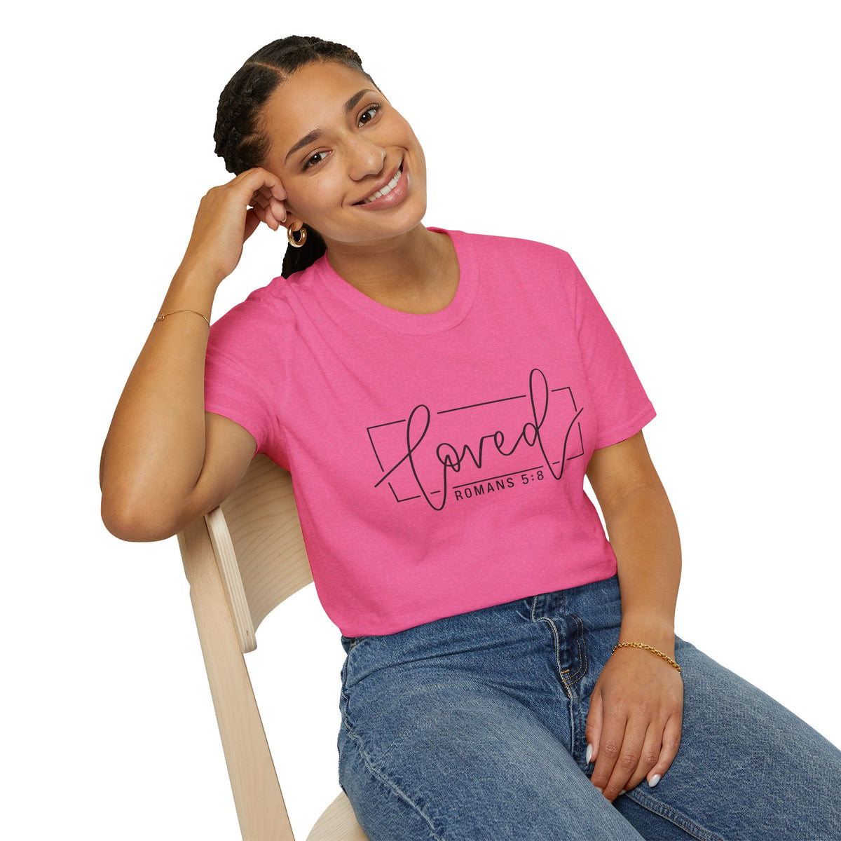 Loved Romans 5:8 Christian T-Shirt | Minimalist Faith Graphic Tee