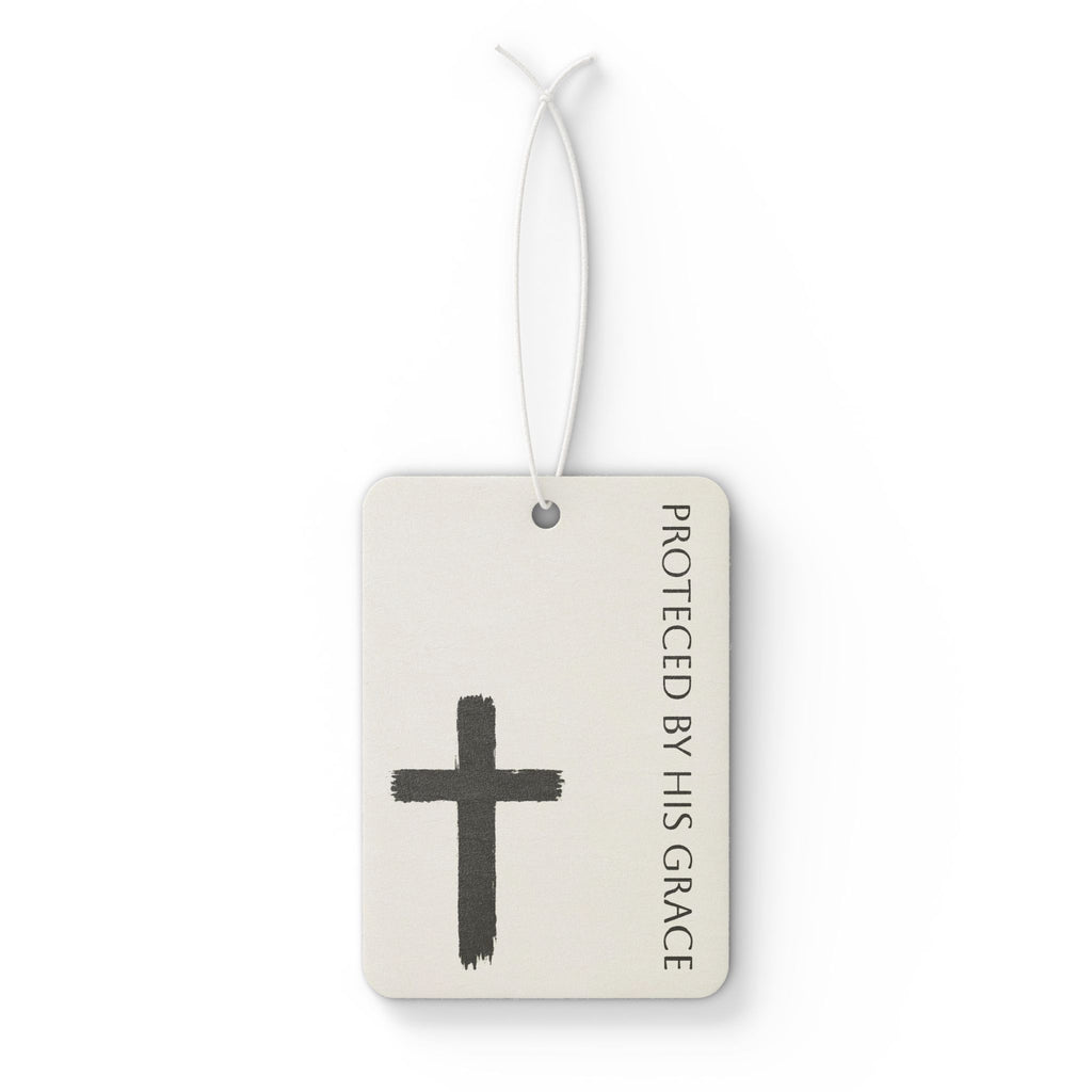 Car Air Freshener — "Protected by His Grace" Cross Scented Tag