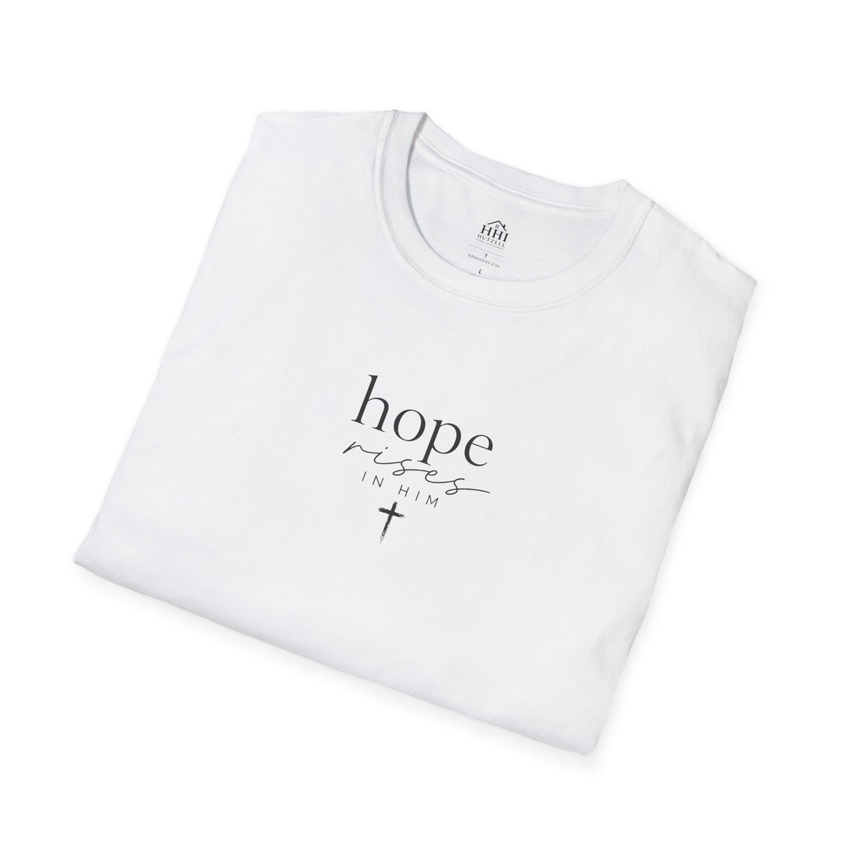 T-Shirt — 'hope' Script Tee with Cross Minimalist Christian Faith Design