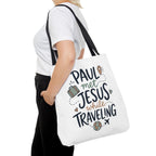 Tote Bag — "Paul Met Jesus While Traveling" Christian Travel Tote