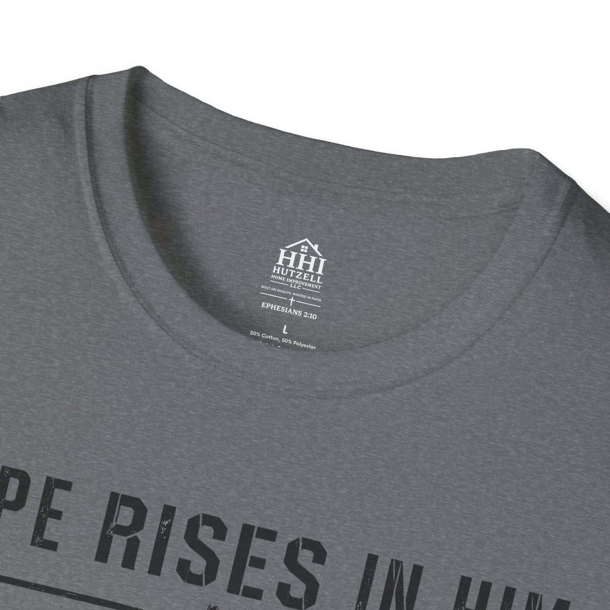 Hope Rises In Him T-Shirt — Christian Faith Inspirational Tee with Cross