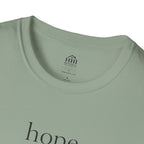 T-Shirt — 'hope' Script Tee with Cross Minimalist Christian Faith Design