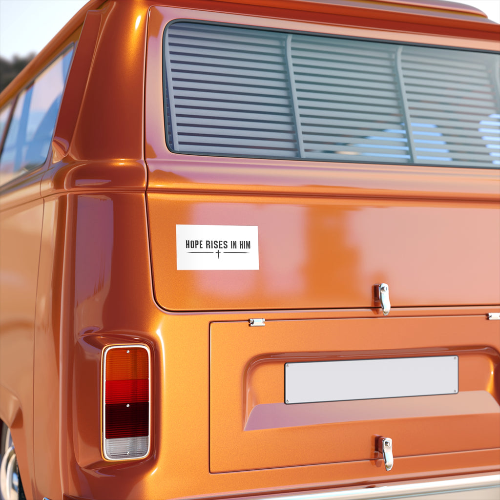 Hope Rises in Him Bumper Sticker — Christian Faith Vinyl Decal