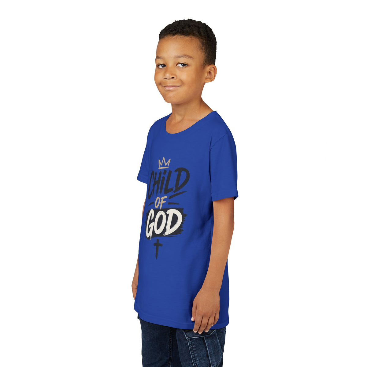 Child of God Youth Tee — Christian Kids Short Sleeve Shirt (faith, baptism, Sunday School)