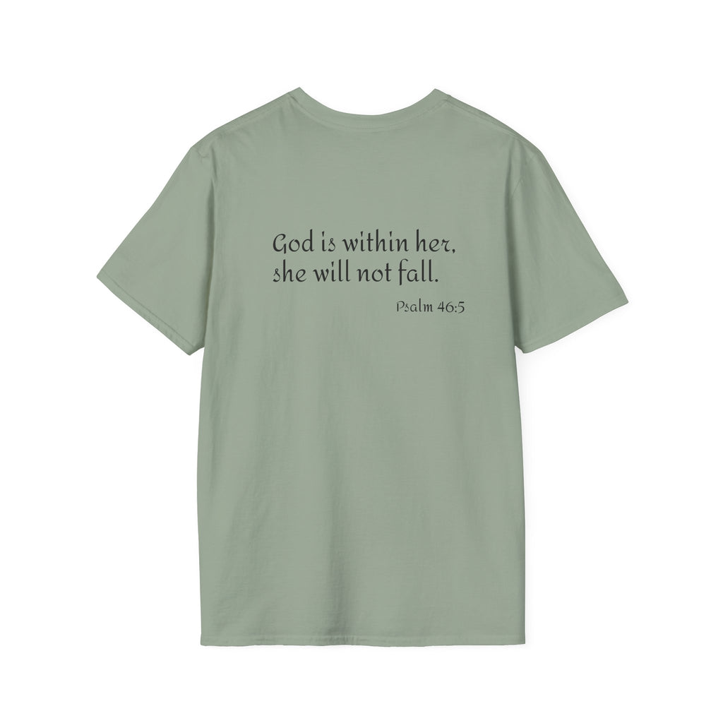 Personalized Mama T-Shirt — 'God is within her, she will not fall' Psalm 46:5 Christian Mom Tee