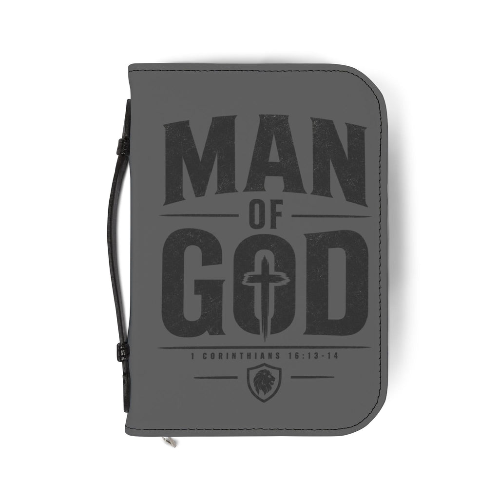 Man of God Zippered Bible Cover — Men’s Christian Bible Case with Cross Design (1 Corinthians 16:13-14)