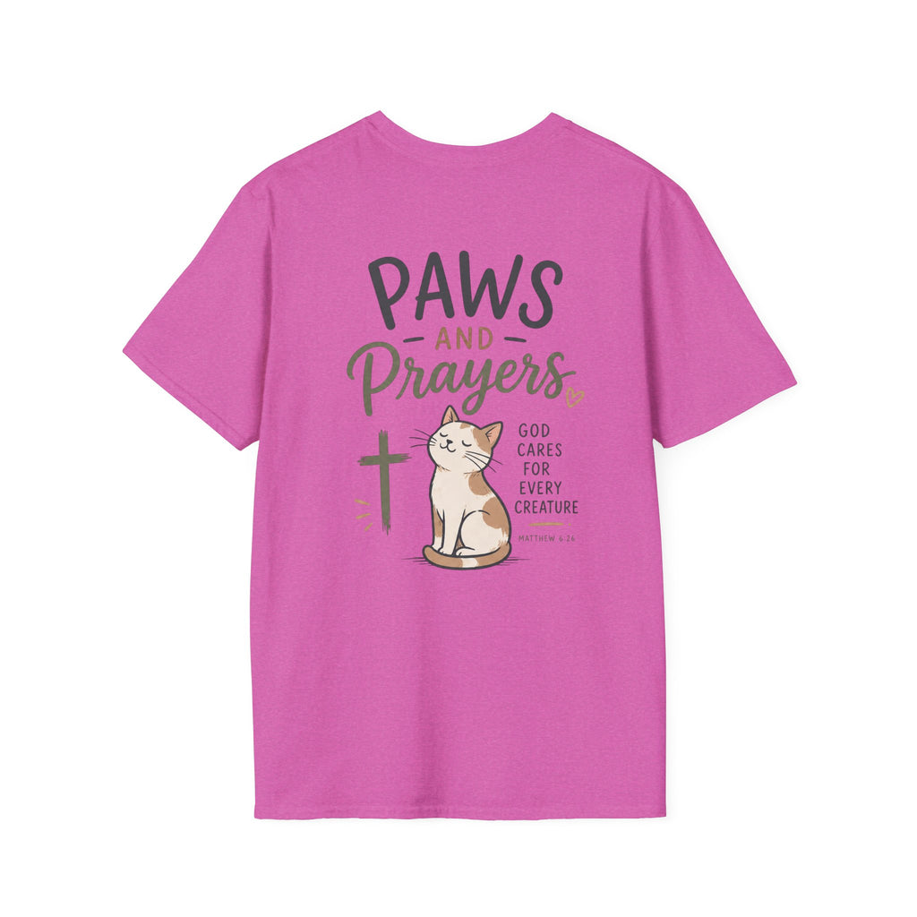 Cat 'Paws and Prayers' T-Shirt — Cute Christian Cat Graphic Tee