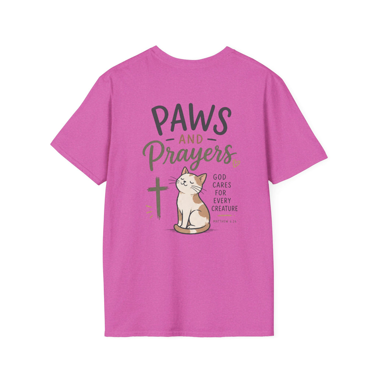 Cat 'Paws and Prayers' T-Shirt — Cute Christian Cat Graphic Tee