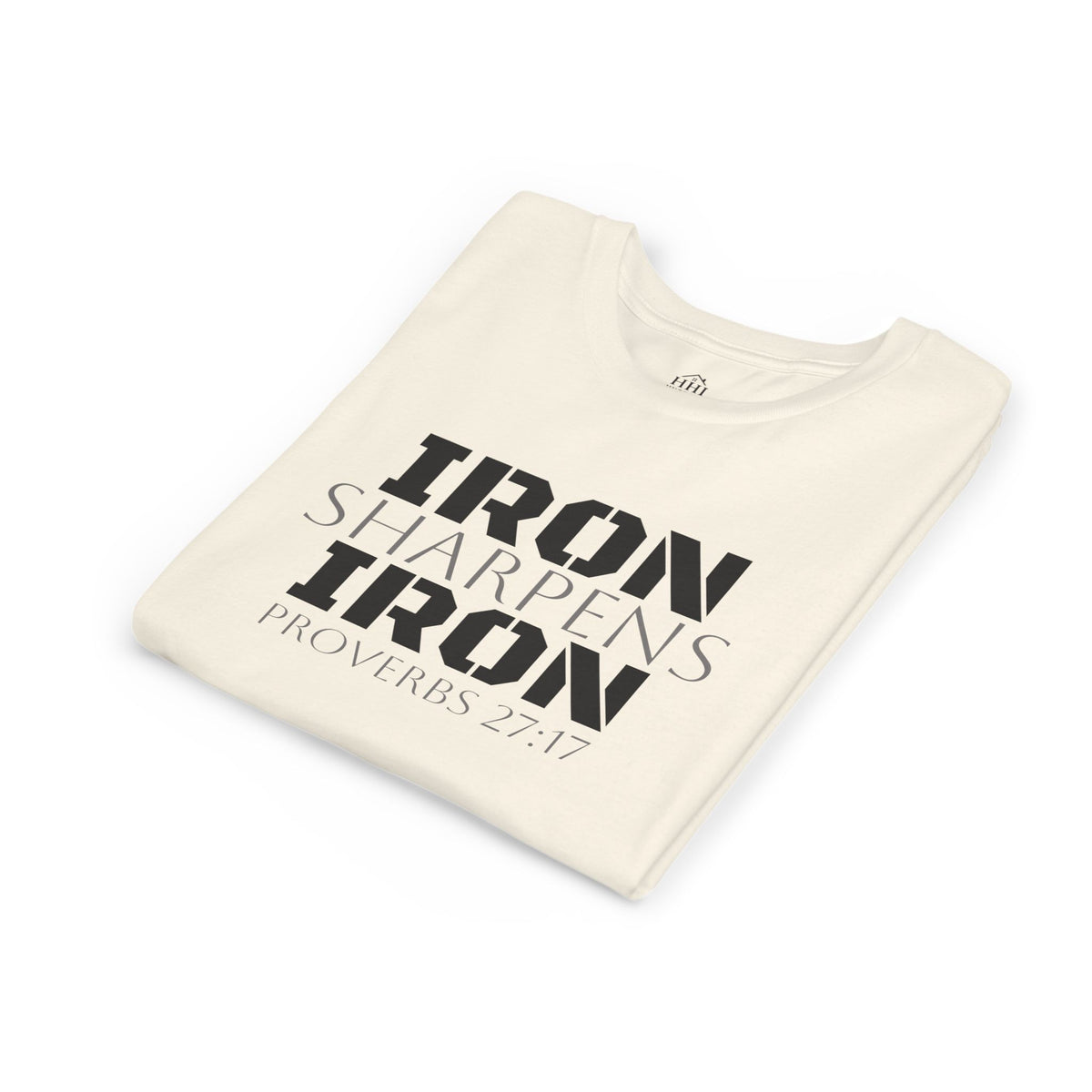 Youth Tee — "Iron Sharpens Iron" Proverbs 27:17 Christian Shirt