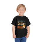 Toddler Tee – “Raised on Jesus & Chicken Nuggets” Cute Faith Kids Shirt