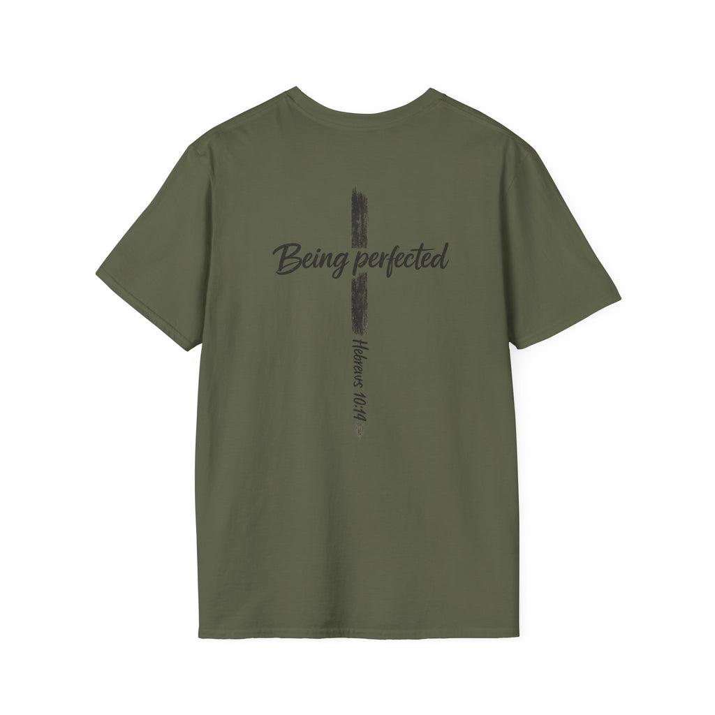 Being perfected T-Shirt — Inspirational Christian Cross Tee (Hebrews 10:14)