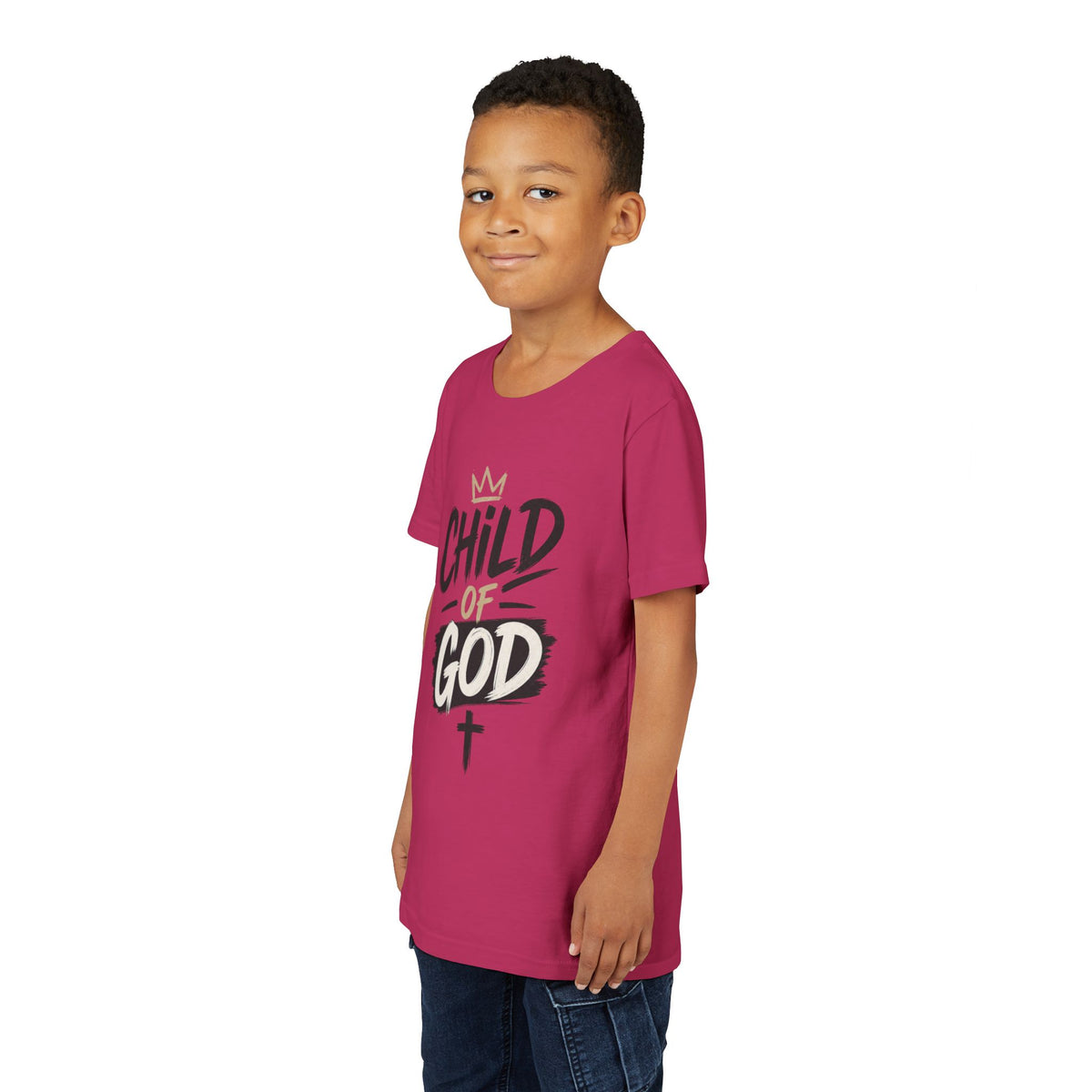 Child of God Youth Tee — Christian Kids Short Sleeve Shirt (faith, baptism, Sunday School)