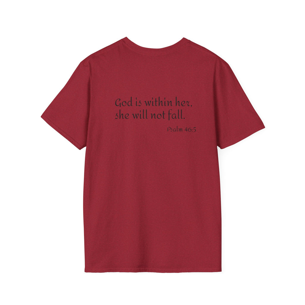 Personalized Mama T-Shirt — 'God is within her, she will not fall' Psalm 46:5 Christian Mom Tee