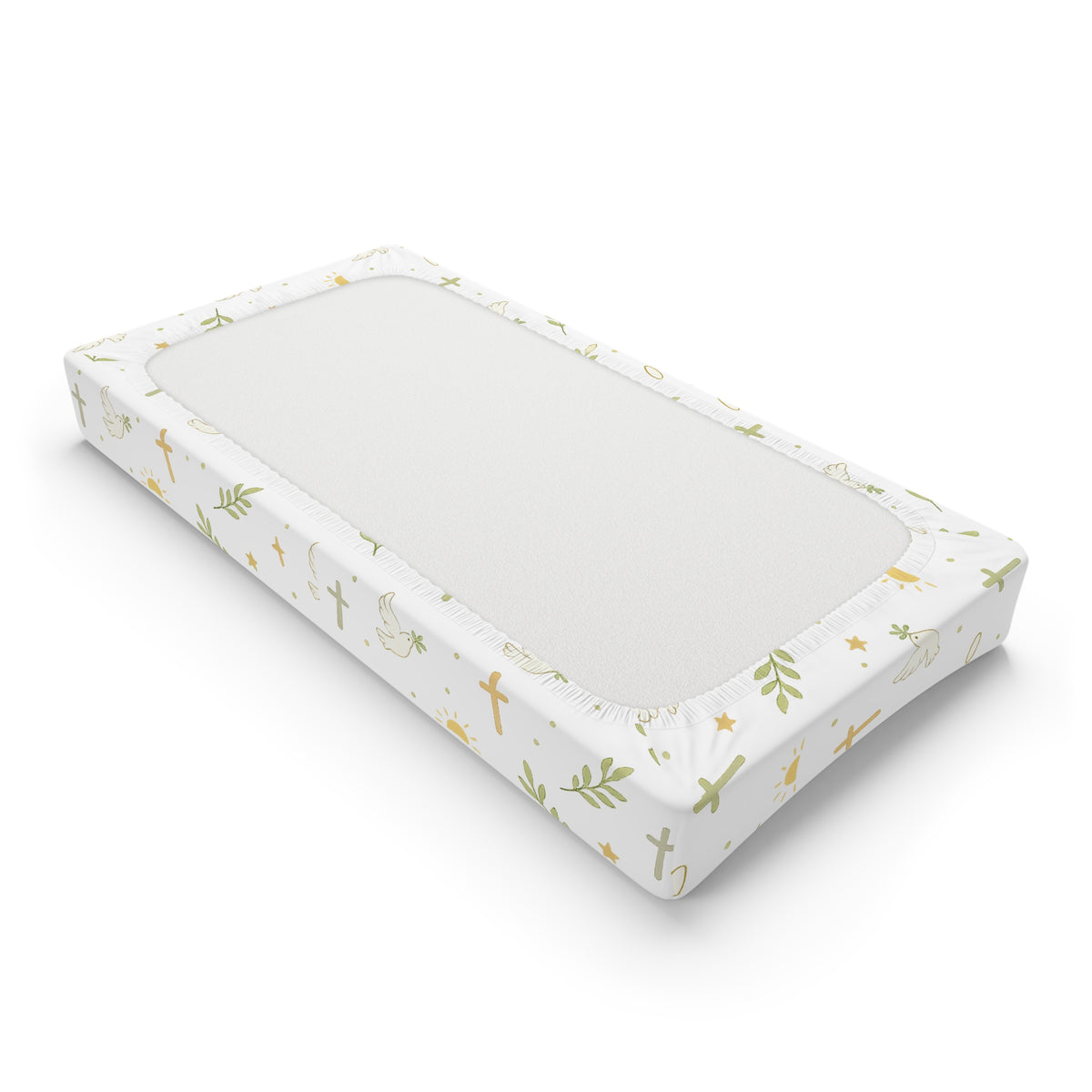 Personalized Baby Changing Pad Cover — Neutral Green Woodland Nameable Design