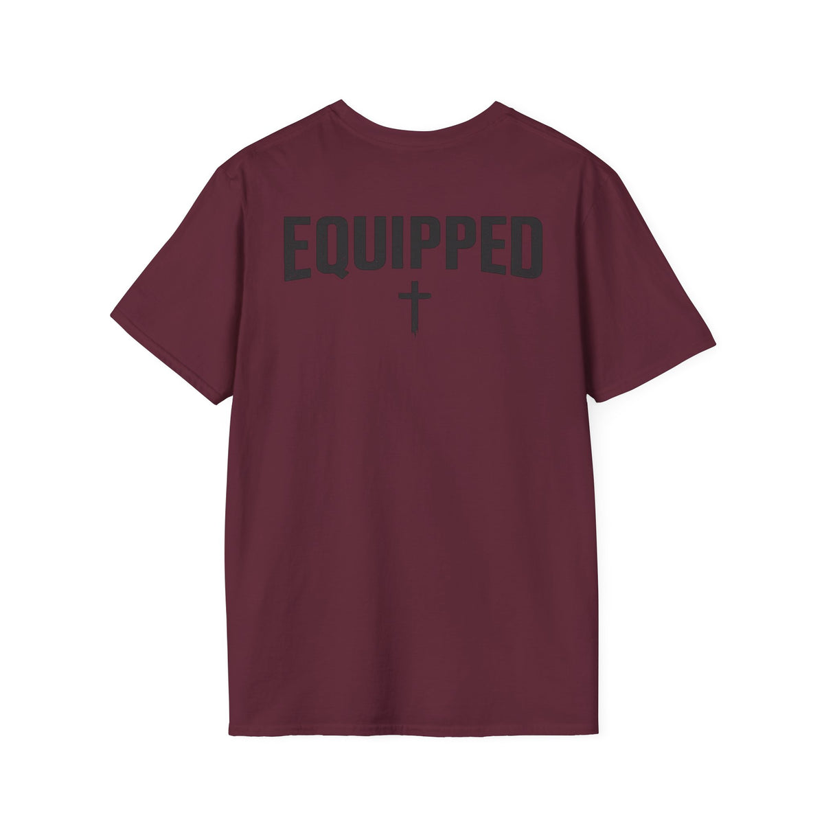 Equipped Cross T-Shirt — Christian Faith Shirt with 'Equipped' Back Print and 2 Timothy 3:17 Chest