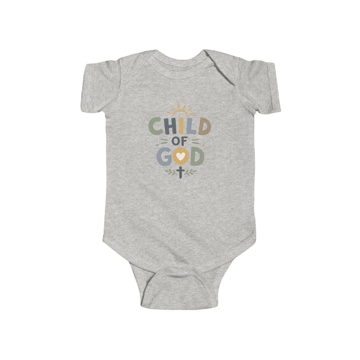 Infant Bodysuit - "Child of God" Pastel Cross & Sun Christian Baby Onesie