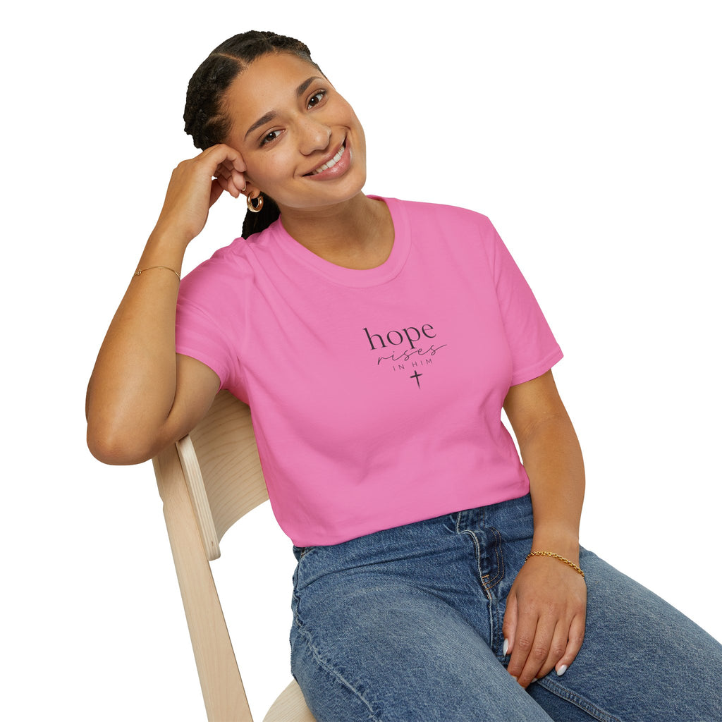 T-Shirt — 'hope' Script Tee with Cross Minimalist Christian Faith Design