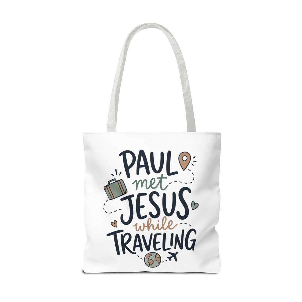 Tote Bag — "Paul Met Jesus While Traveling" Christian Travel Tote