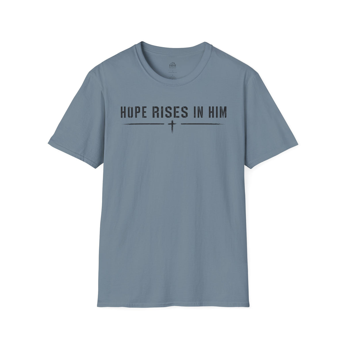 Hope Rises In Him T-Shirt — Christian Faith Inspirational Tee with Cross