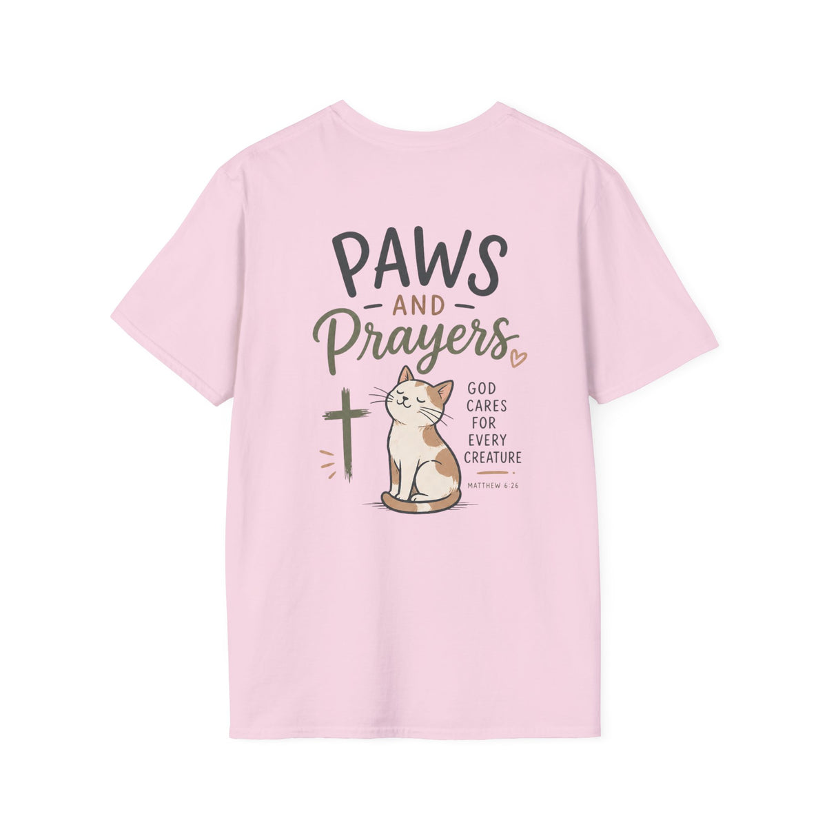 Cat 'Paws and Prayers' T-Shirt — Cute Christian Cat Graphic Tee