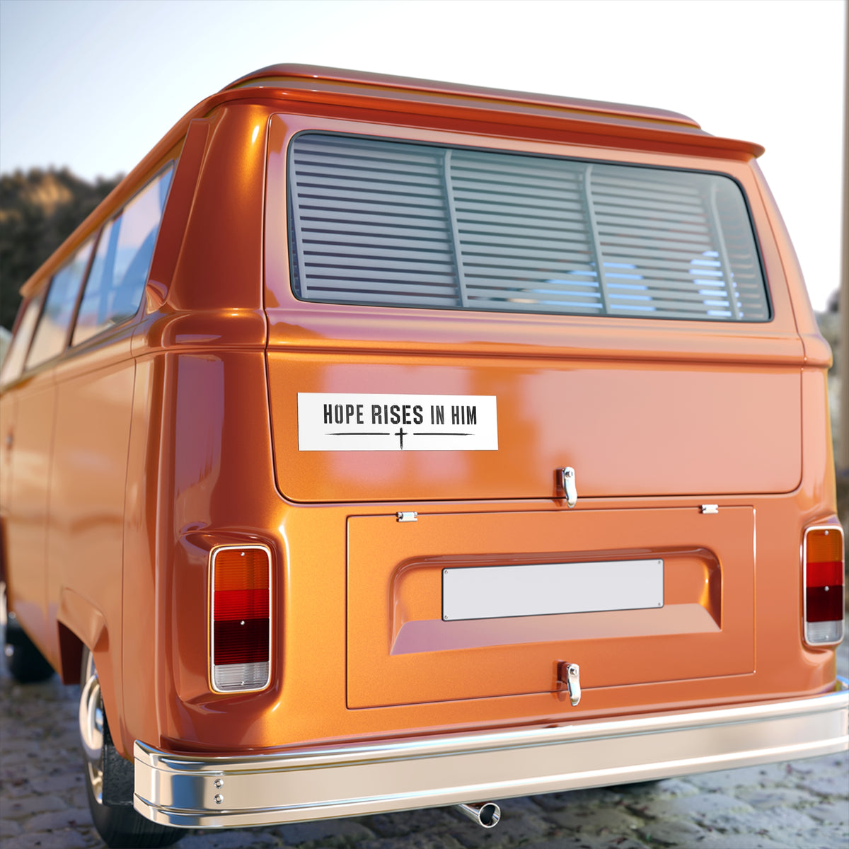 Hope Rises in Him Bumper Sticker — Christian Faith Vinyl Decal