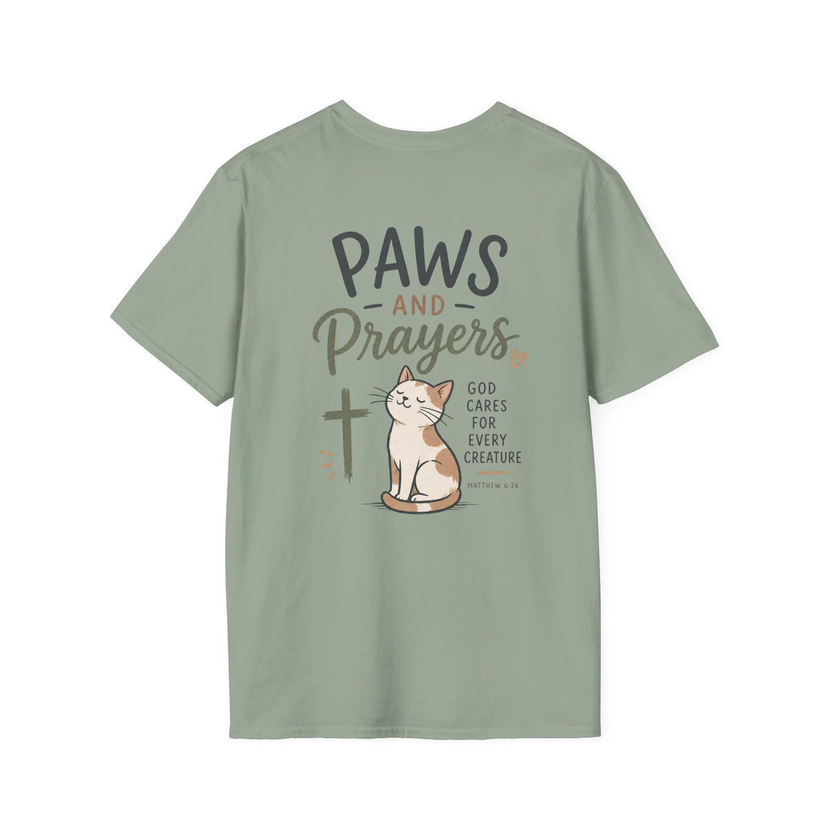 Cat 'Paws and Prayers' T-Shirt — Cute Christian Cat Graphic Tee