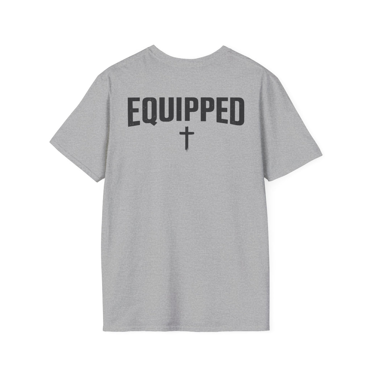 Equipped Cross T-Shirt — Christian Faith Shirt with 'Equipped' Back Print and 2 Timothy 3:17 Chest