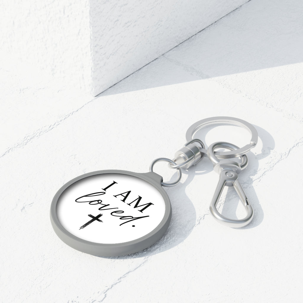 I Am Loved Keyring Tag — Inspirational Christian Keychain with Cross