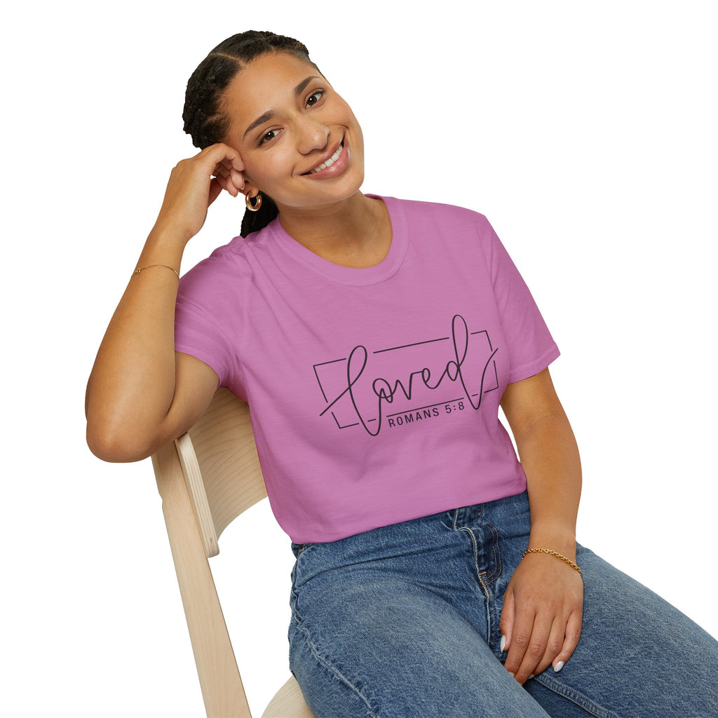 Loved Romans 5:8 Christian T-Shirt | Minimalist Faith Graphic Tee