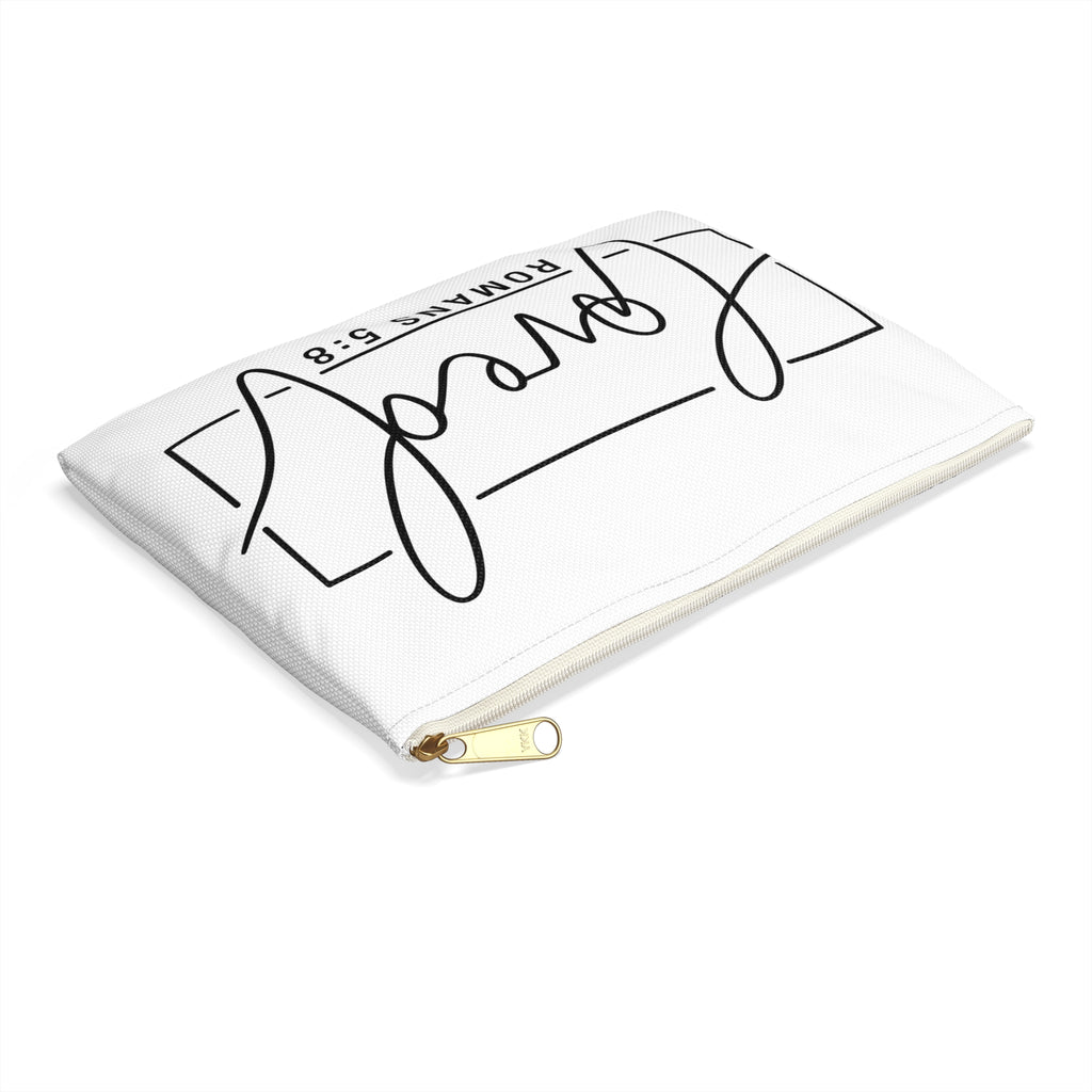 Loved Romans 5:8 Accessory Pouch — Christian Scripture Makeup Bag