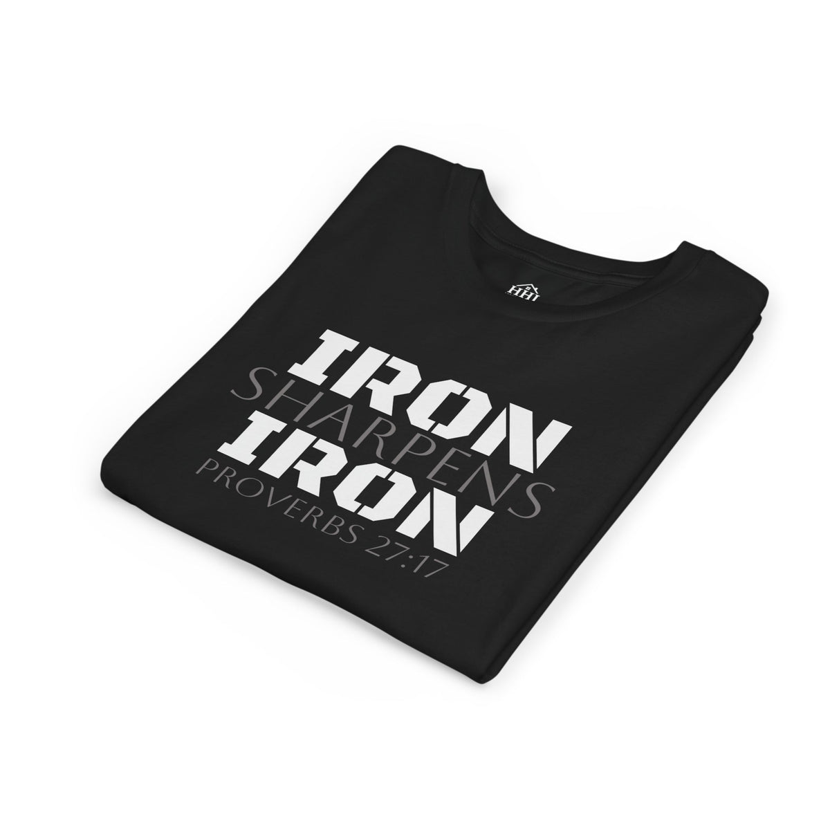 Youth Tee — "Iron Sharpens Iron" Proverbs 27:17 Christian Shirt