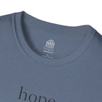 T-Shirt — 'hope' Script Tee with Cross Minimalist Christian Faith Design