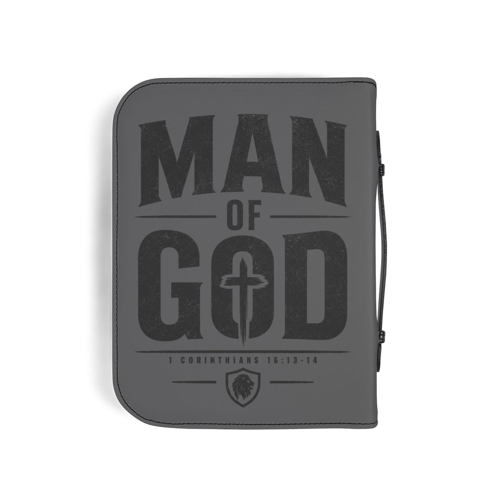 Man of God Zippered Bible Cover — Men’s Christian Bible Case with Cross Design (1 Corinthians 16:13-14)