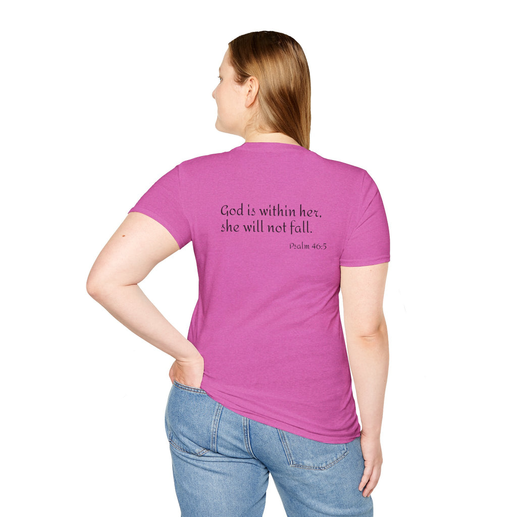 Personalized Mama T-Shirt — 'God is within her, she will not fall' Psalm 46:5 Christian Mom Tee